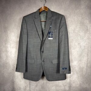 Chaps Gray Wool Suit Jacket Blazer 42L Long Two Button Sport Coat NWT
